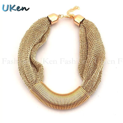 UKEN Ladies Charm Choker Fashion Net Ropes Cross Spring Metal Chain Collar Necklaces For Women Party Fashion Accessories