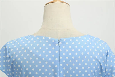 Women Summer Dresses Robe Vintage 50s 60s Big Swing Party Rockabilly Dress White Polka Dot Vestidos