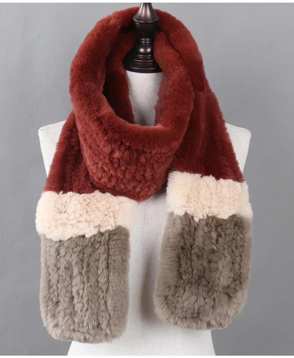 100% natural rabbit fur scarves long style women winter