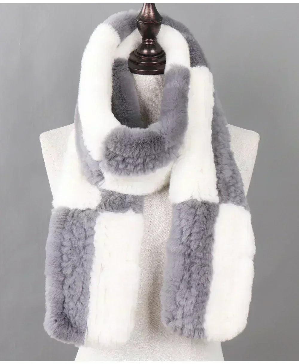 100% natural rabbit fur scarves long style women winter