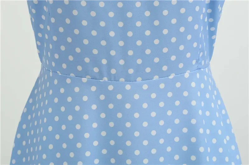 Women Summer Dresses Robe Vintage 50s 60s Big Swing Party Rockabilly Dress White Polka Dot Vestidos