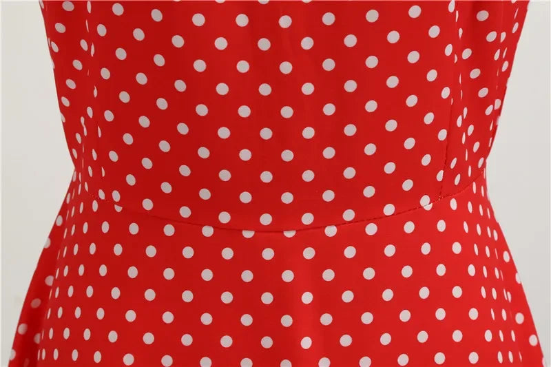 Women Summer Dresses Robe Vintage 50s 60s Big Swing Party Rockabilly Dress White Polka Dot Vestidos
