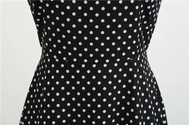 Women Summer Dresses Robe Vintage 50s 60s Big Swing Party Rockabilly Dress White Polka Dot Vestidos