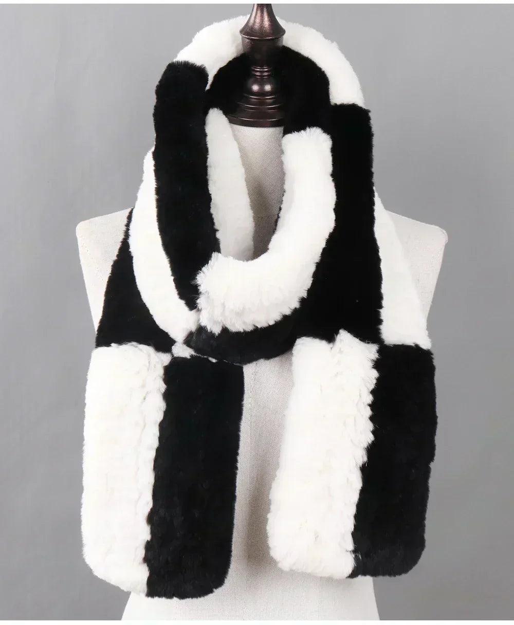 100% natural rabbit fur scarves long style women winter