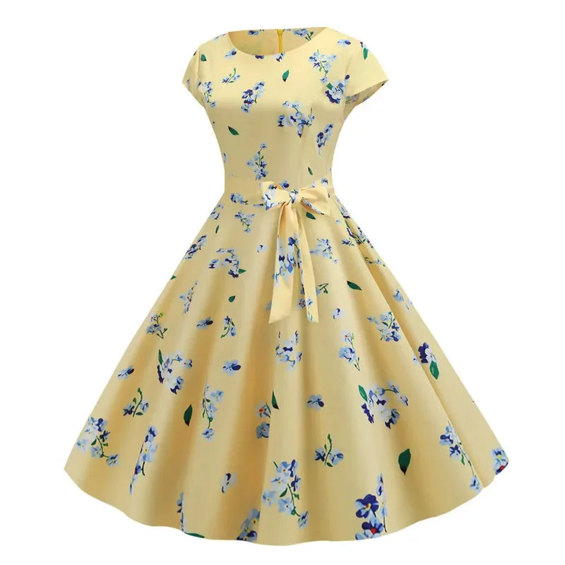 Women Summer Dresses Robe Vintage 50s 60s Big Swing Party Rockabilly Dress White Polka Dot Vestidos