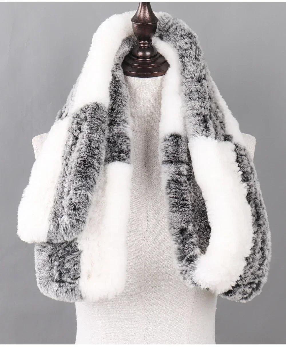 100% natural rabbit fur scarves long style women winter