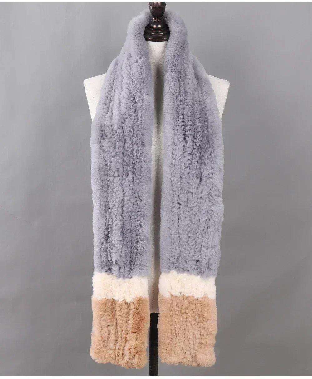 100% natural rabbit fur scarves long style women winter