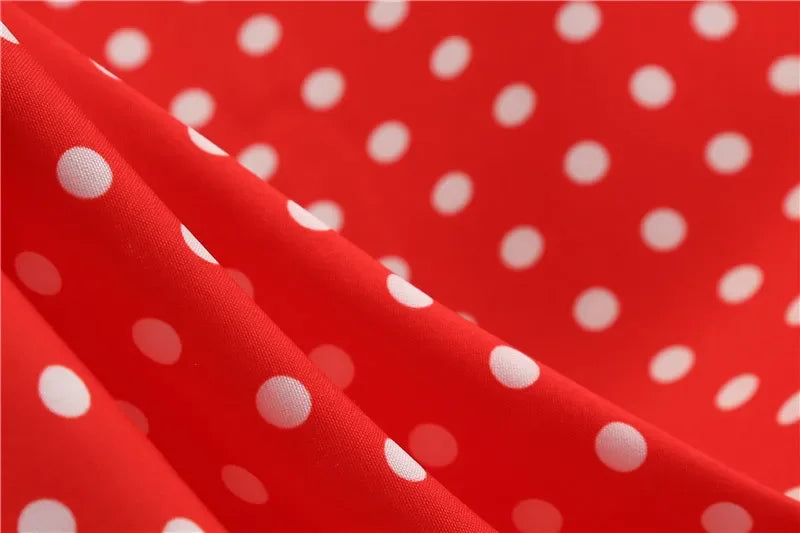 Women Summer Dresses Robe Vintage 50s 60s Big Swing Party Rockabilly Dress White Polka Dot Vestidos