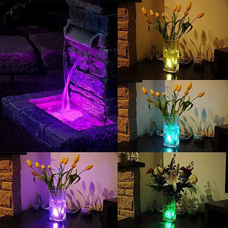 Led Submersible Night Light Lamp RGB Underwater Light Wedding Tea Light Vase Fish Tank Pool Party Christmas Decorative Lights