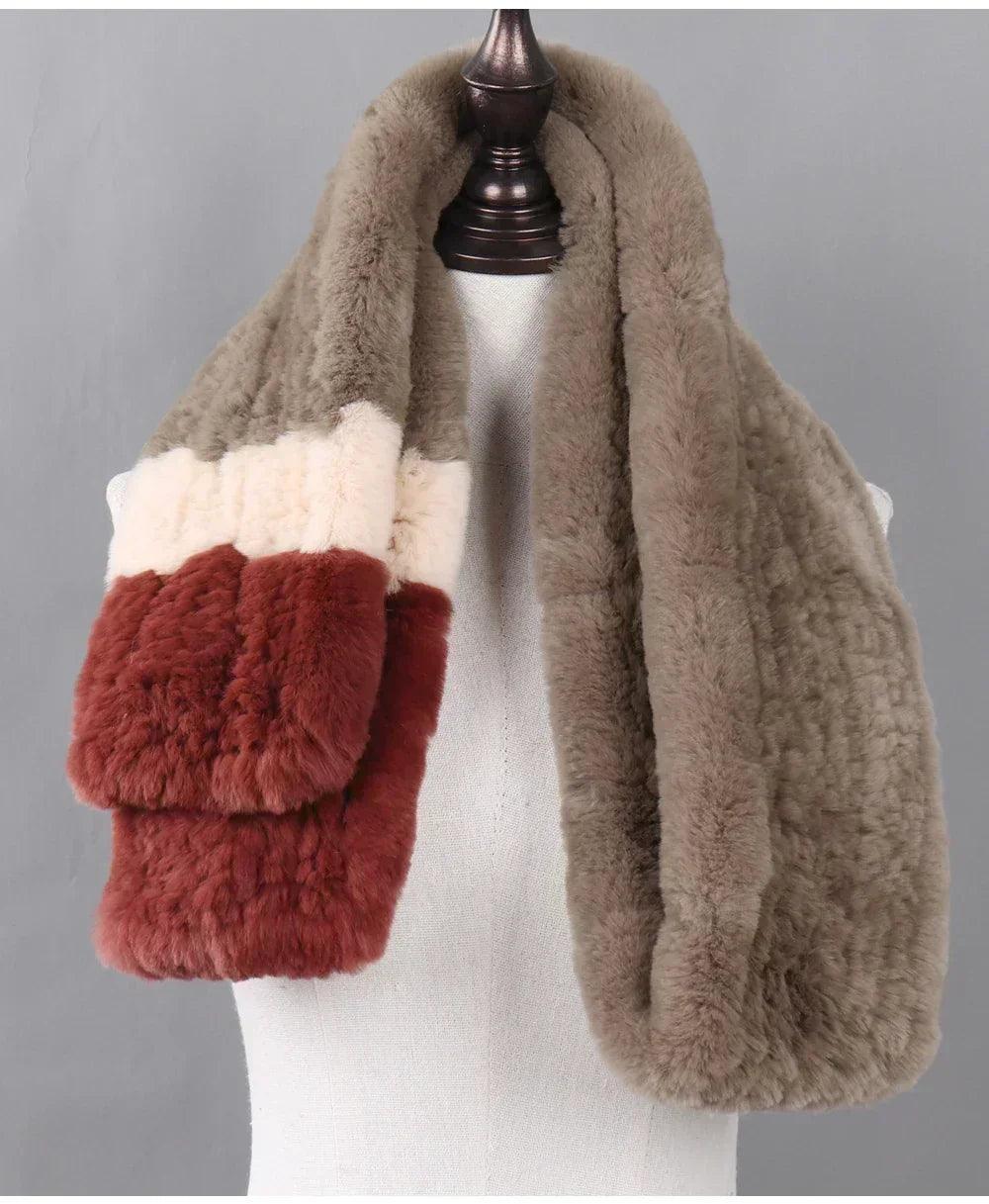 100% natural rabbit fur scarves long style women winter