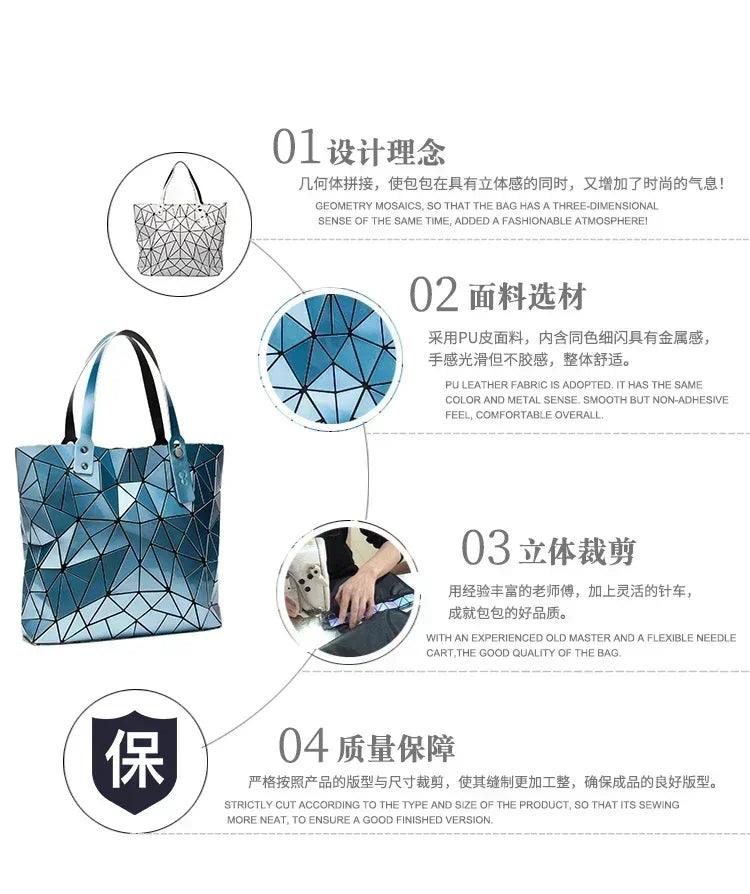 New luxury handbags women bags designer beach large tote hologram shoulder bag sac a main geometric bag bolsa feminina