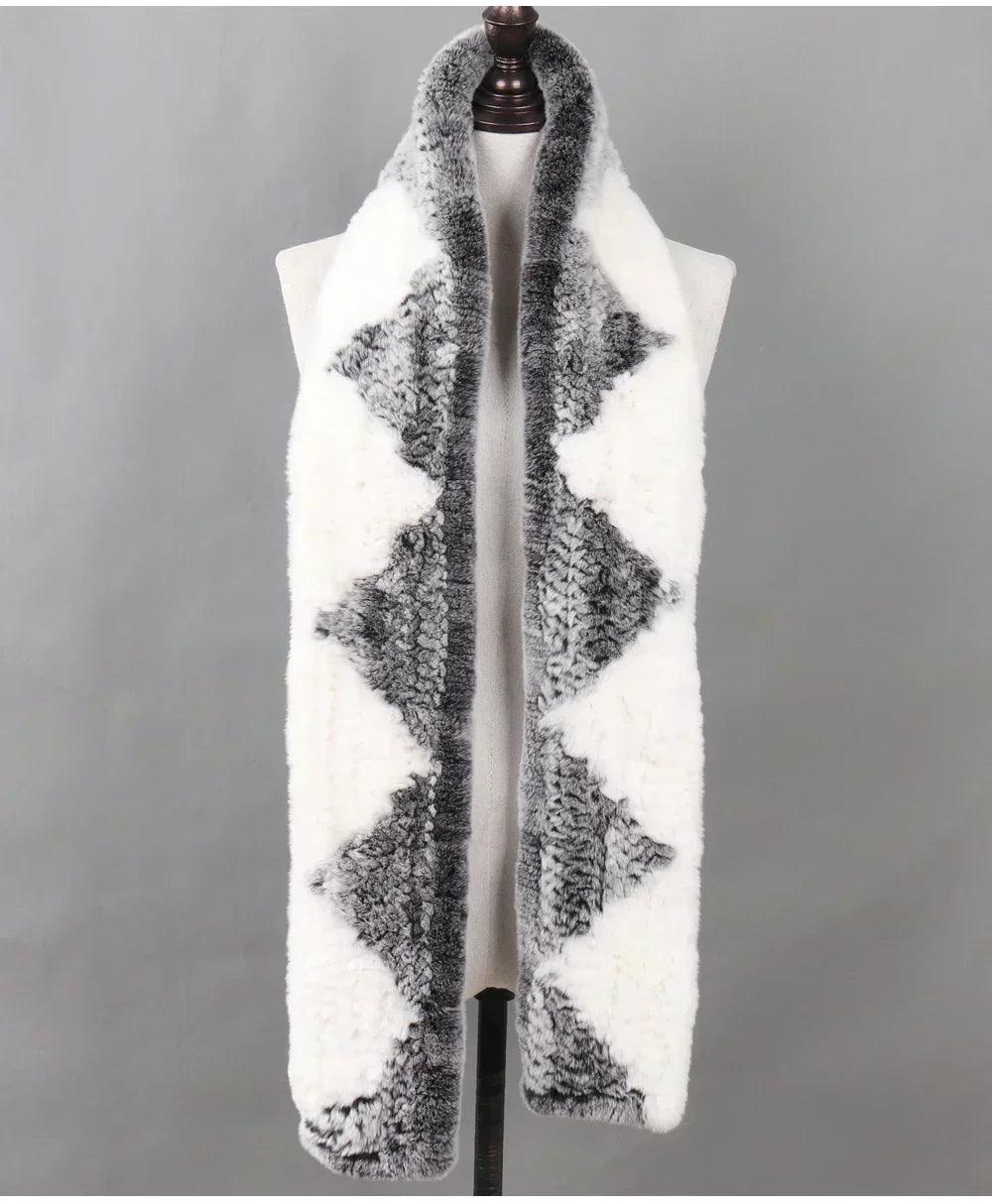 100% natural rabbit fur scarves long style women winter
