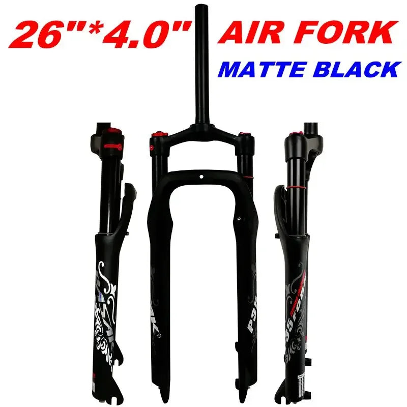 Snow MTB Moutain 26inch Bike Fork Fat bicycle Fork Air Gas Locking Suspension Forks Magnesium Aluminium Alloy For 4.0"Tire 135mm