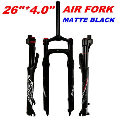 Snow MTB Moutain 26inch Bike Fork Fat bicycle Fork Air Gas Locking Suspension Forks Magnesium Aluminium Alloy For 4.0"Tire 135mm