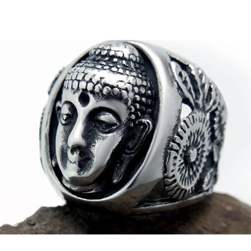 New Standard Buddha Bless Ring Stainless Steel Buddhism Jewelry Rings Wholesale Price