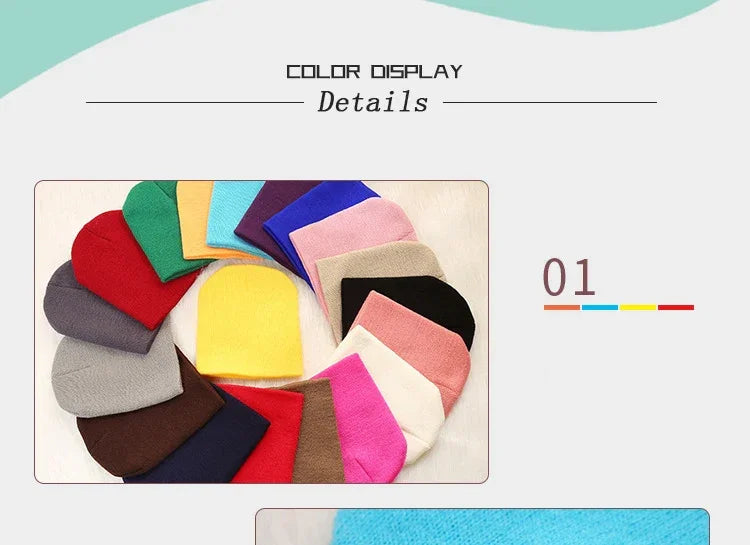 Solid Beanies Hat for Kids Baby Girls Boys Autumn Winter Caps Warm Soft Candy Knitted Bonnet Hats Skullies Toddler Children Cap