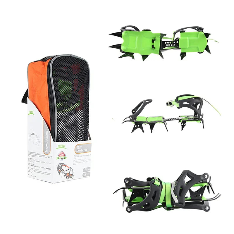 BRS 14 Teeth Claws Crampons Shoes Ice Crampons Snow Non slip Cover Ice Gripper Manganese Steel Outdoor Ski Ice Climbing