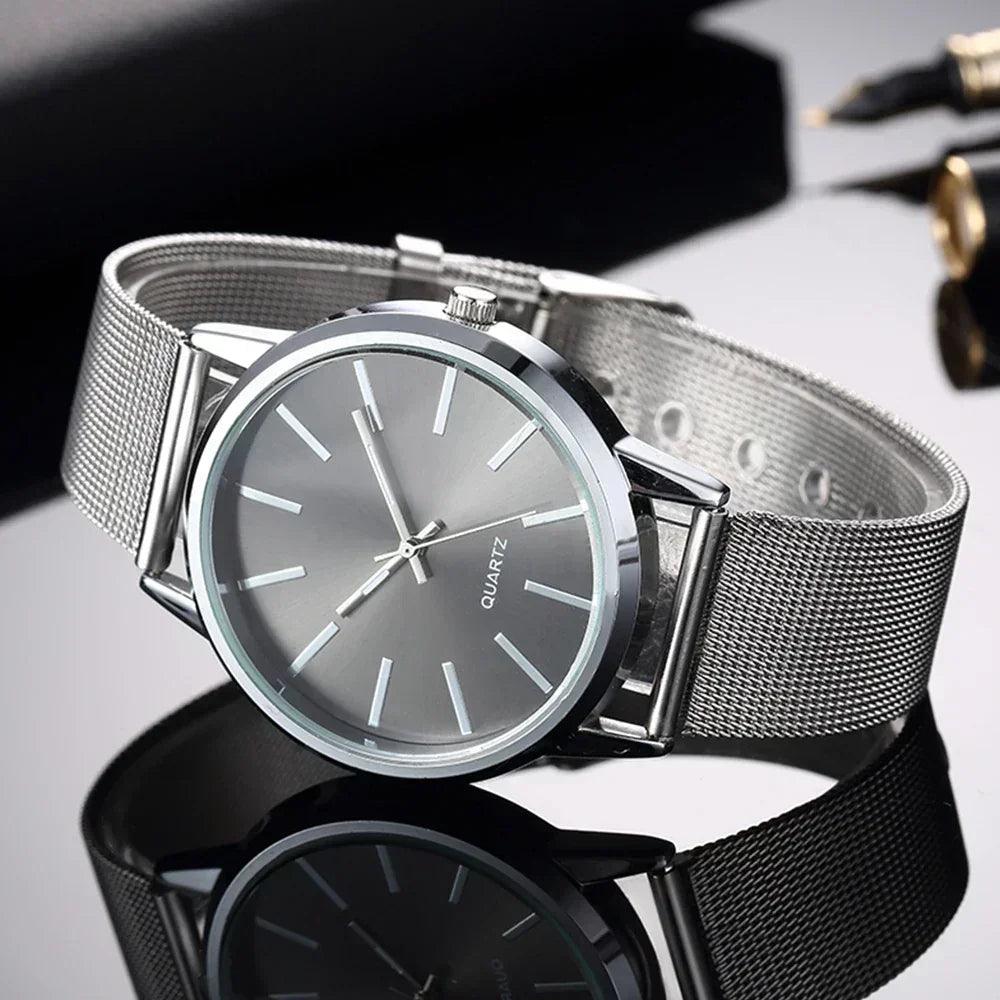 Luxury women watches 2025 new stylish silver minimalist business ladies quartz watch breathable leather steel clock