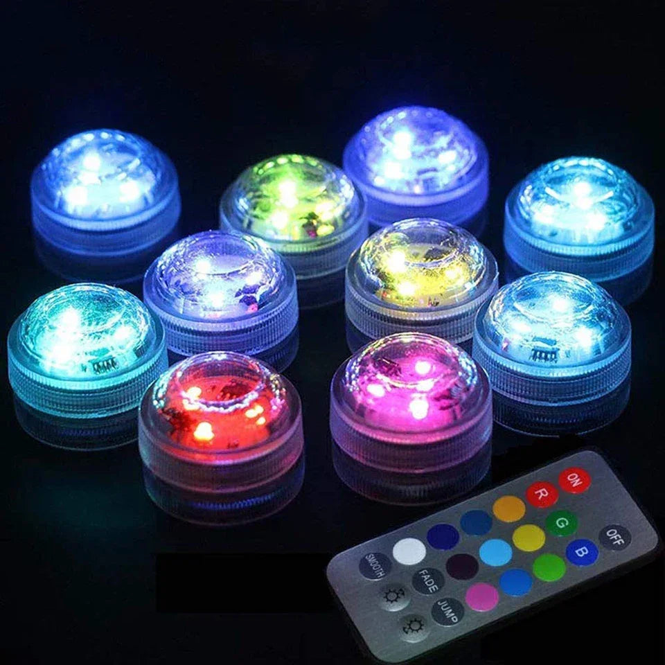 Led Submersible Night Light Lamp RGB Underwater Light Wedding Tea Light Vase Fish Tank Pool Party Christmas Decorative Lights