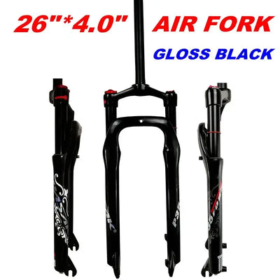 Snow MTB Moutain 26inch Bike Fork Fat bicycle Fork Air Gas Locking Suspension Forks Magnesium Aluminium Alloy For 4.0"Tire 135mm