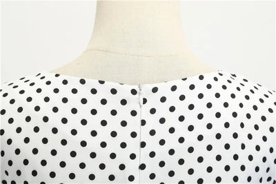Women Summer Dresses Robe Vintage 50s 60s Big Swing Party Rockabilly Dress White Polka Dot Vestidos