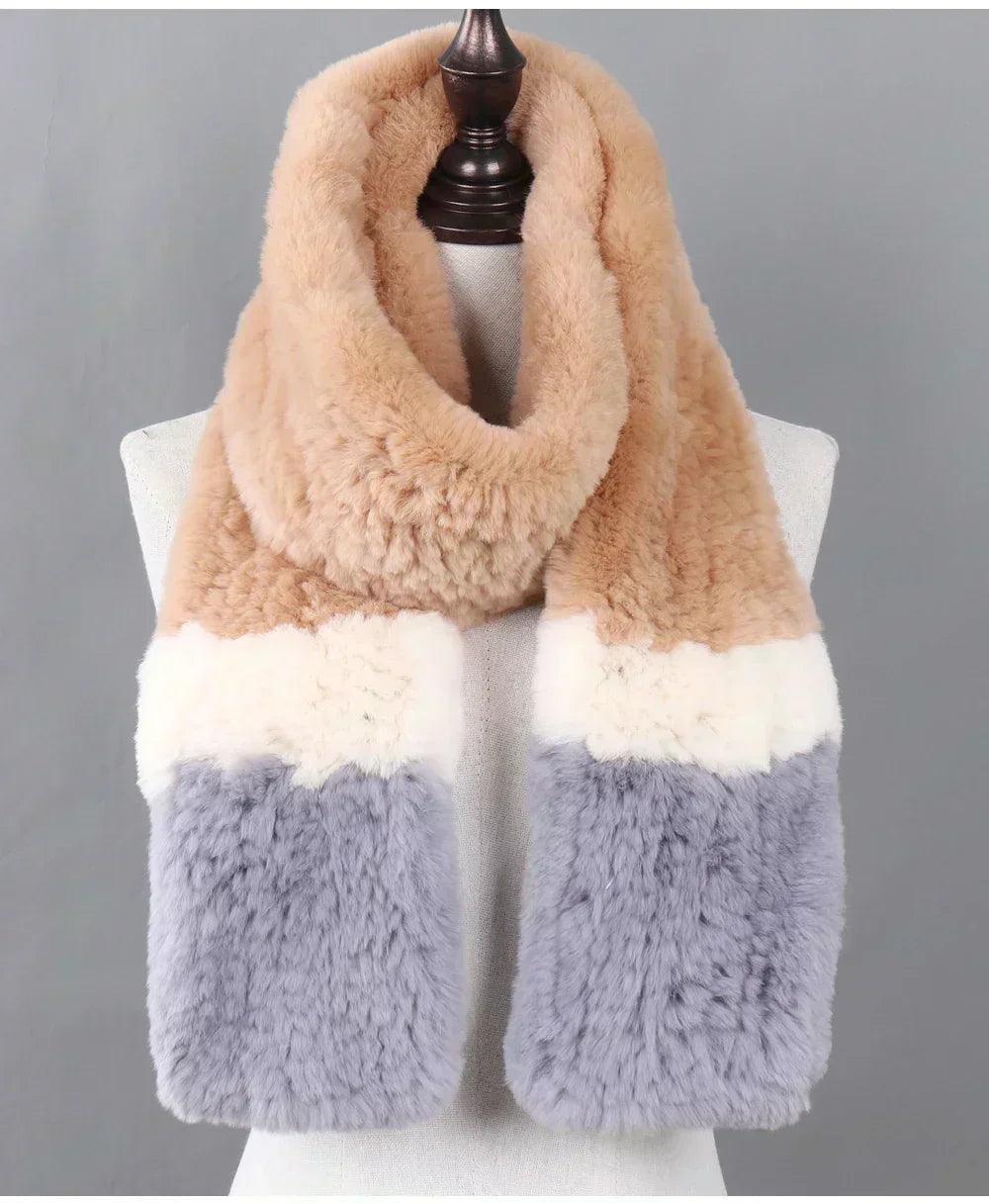 100% natural rabbit fur scarves long style women winter
