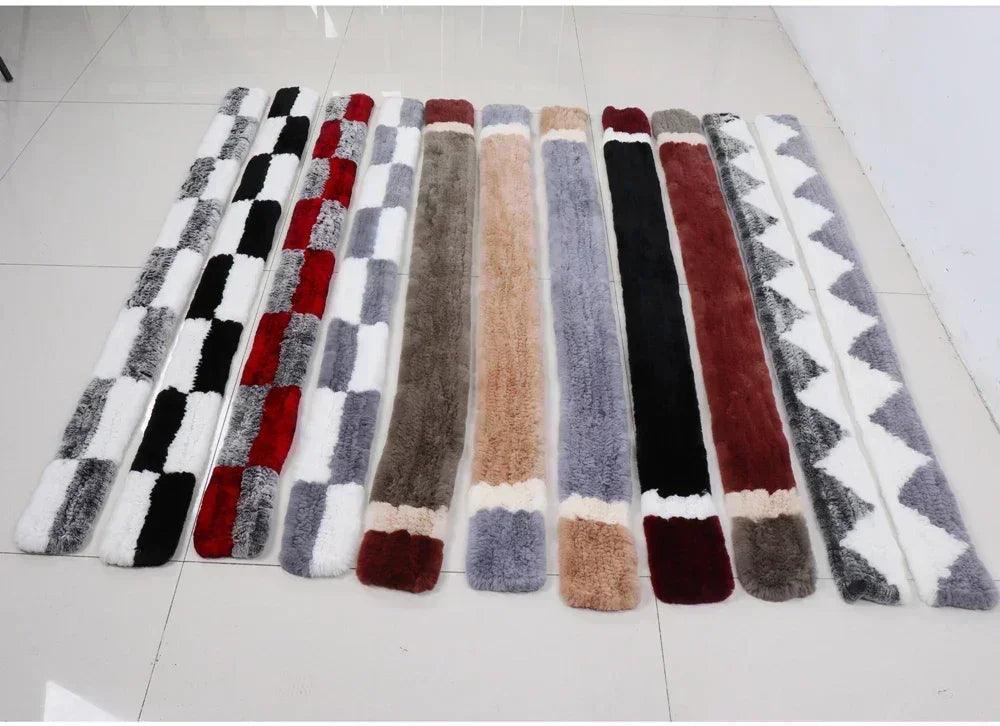 100% natural rabbit fur scarves long style women winter