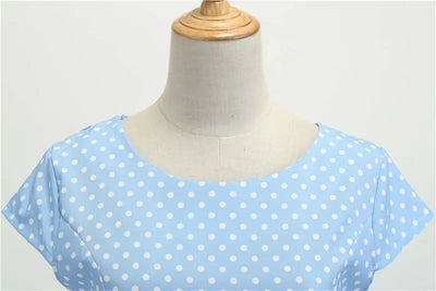 Women Summer Dresses Robe Vintage 50s 60s Big Swing Party Rockabilly Dress White Polka Dot Vestidos