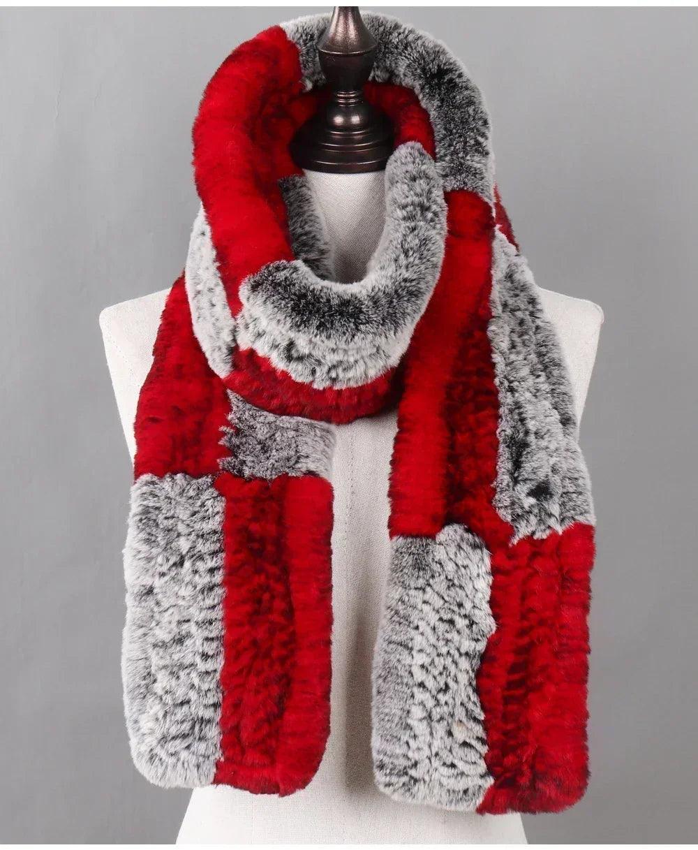 100% natural rabbit fur scarves long style women winter