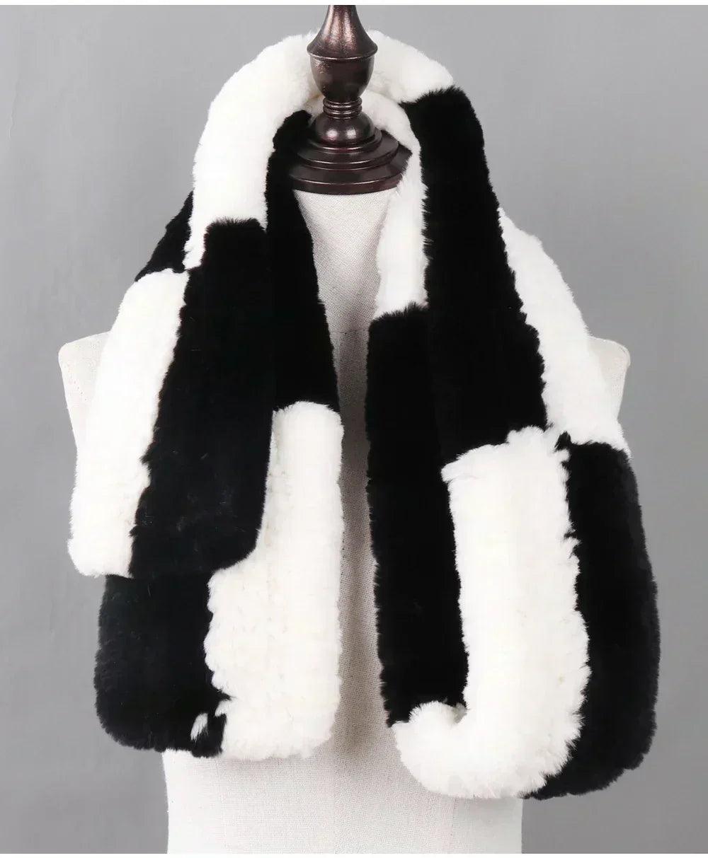 100% natural rabbit fur scarves long style women winter