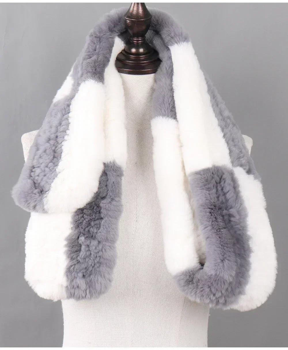 100% natural rabbit fur scarves long style women winter