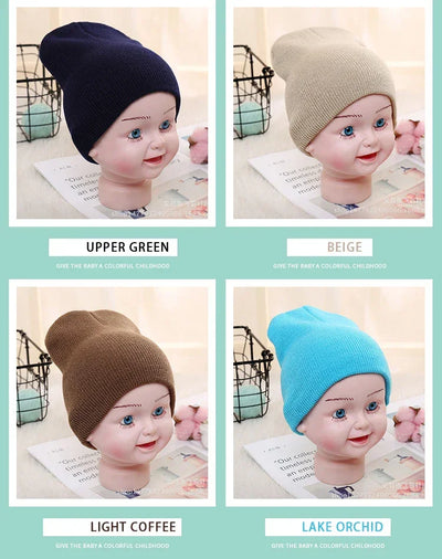 Solid Beanies Hat for Kids Baby Girls Boys Autumn Winter Caps Warm Soft Candy Knitted Bonnet Hats Skullies Toddler Children Cap