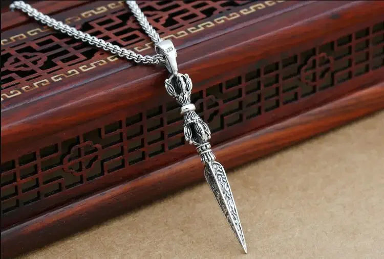 925 Silver Tibetan Dorje Pendant vintage sterling Hinduism Vajra Amulet Pendant Buddhist Vajra Symbol Pendant