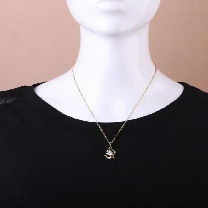 Luxury necklaces for women romantic couples jewelry crystal inlay gold color pisces dolphin pendant chain casual