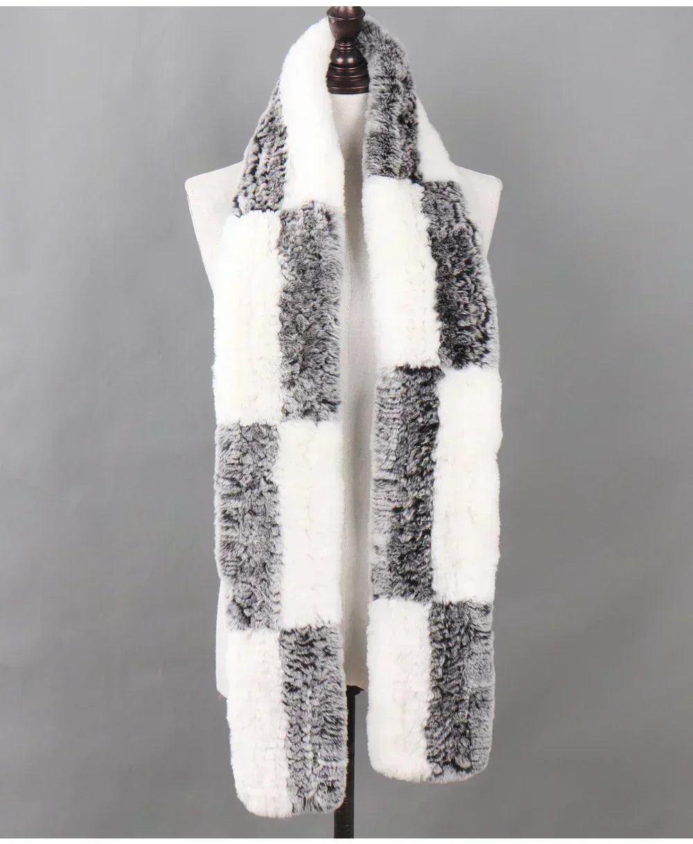 100% natural rabbit fur scarves long style women winter