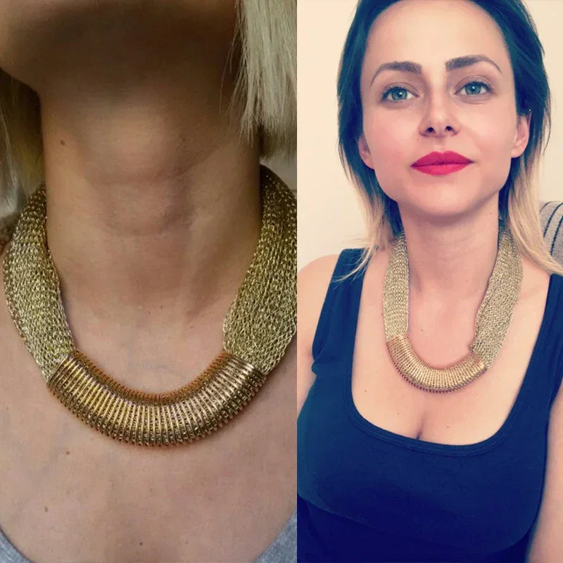 UKEN Ladies Charm Choker Fashion Net Ropes Cross Spring Metal Chain Collar Necklaces For Women Party Fashion Accessories