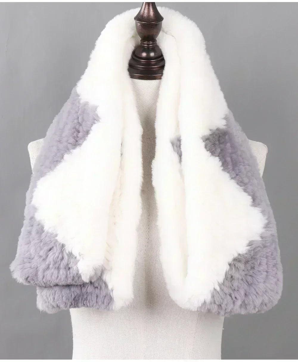 100% natural rabbit fur scarves long style women winter