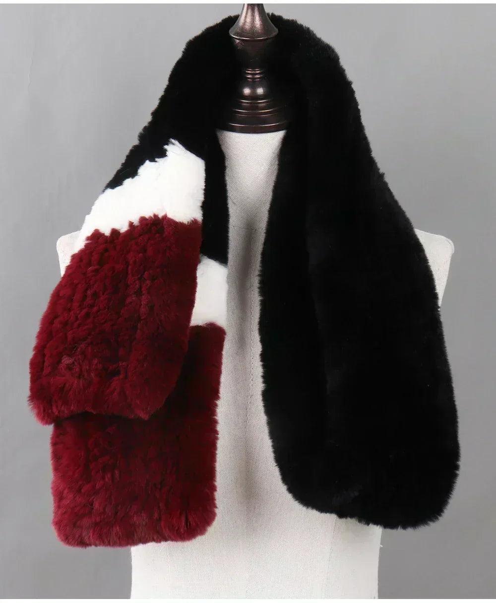 100% natural rabbit fur scarves long style women winter