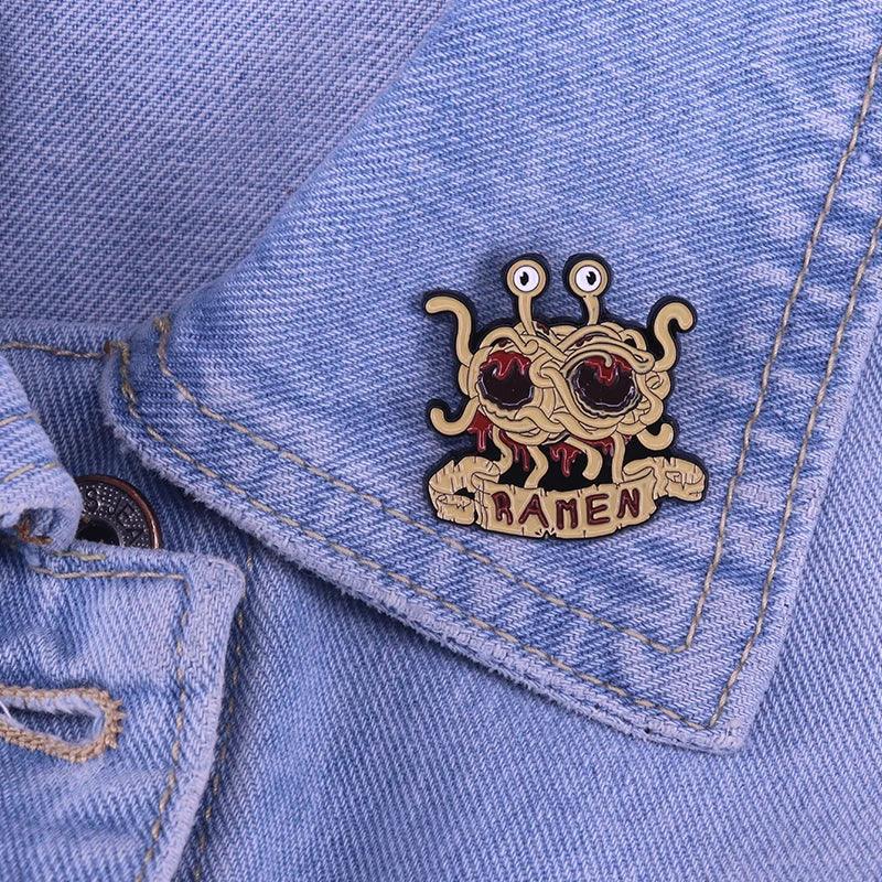 Flying Spaghetti Monster enamel pin FSM brooch Pastafarian god badge funny Atheist gift religious thought pins food jewelry