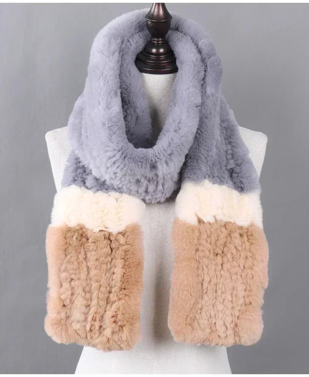100% natural rabbit fur scarves long style women winter