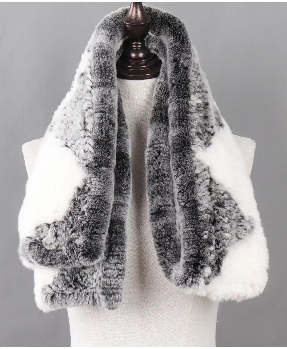 100% natural rabbit fur scarves long style women winter