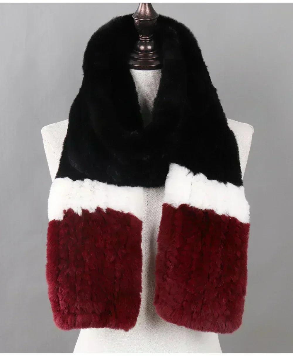 100% natural rabbit fur scarves long style women winter