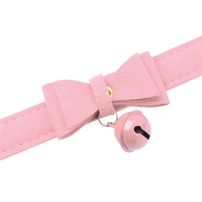 Fashion Bow Tie Neck Choker Collar Necklace with Bell PU Leather Adjustable Choker Collar for Women Girls Halloween cat costume
