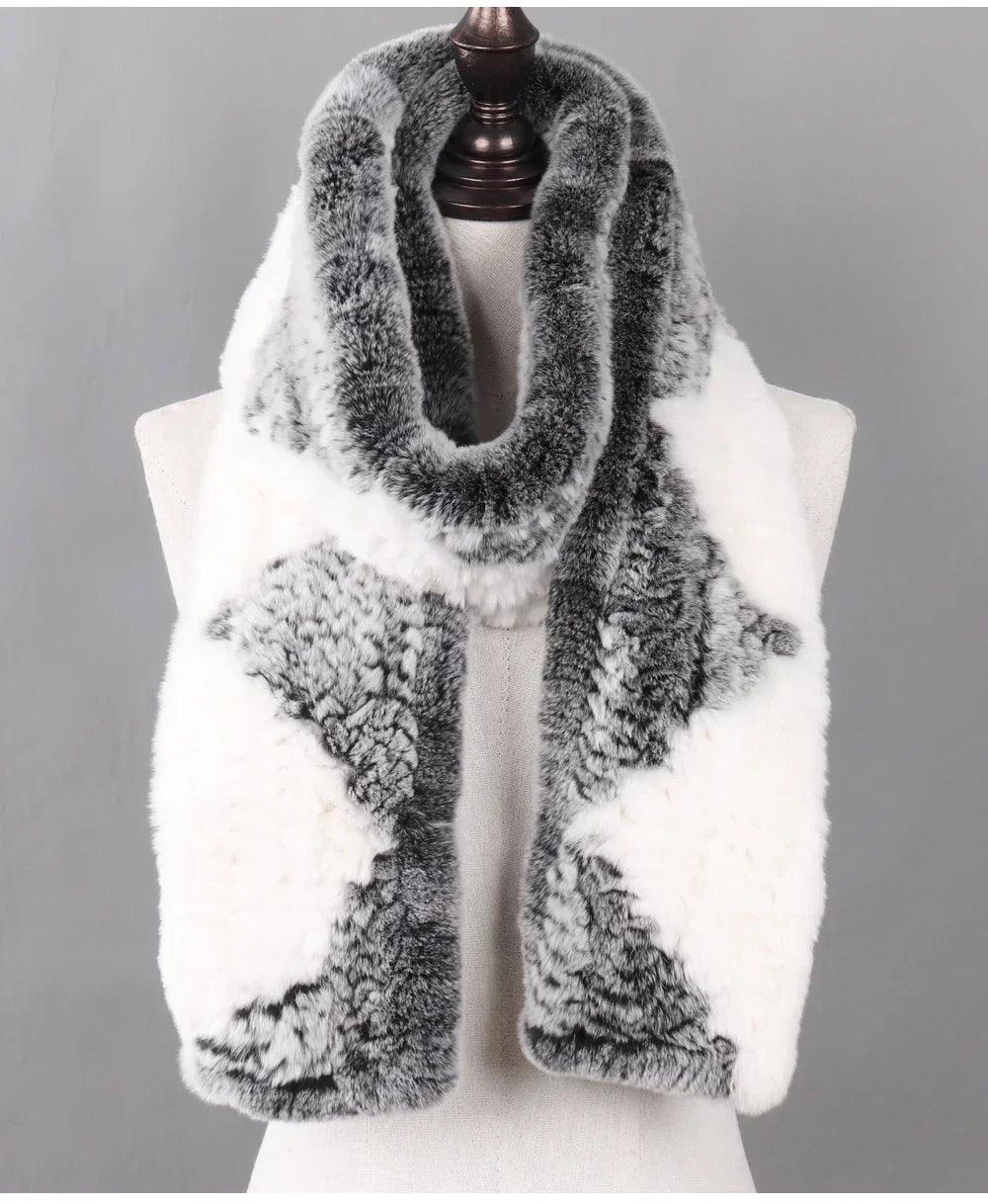 100% natural rabbit fur scarves long style women winter