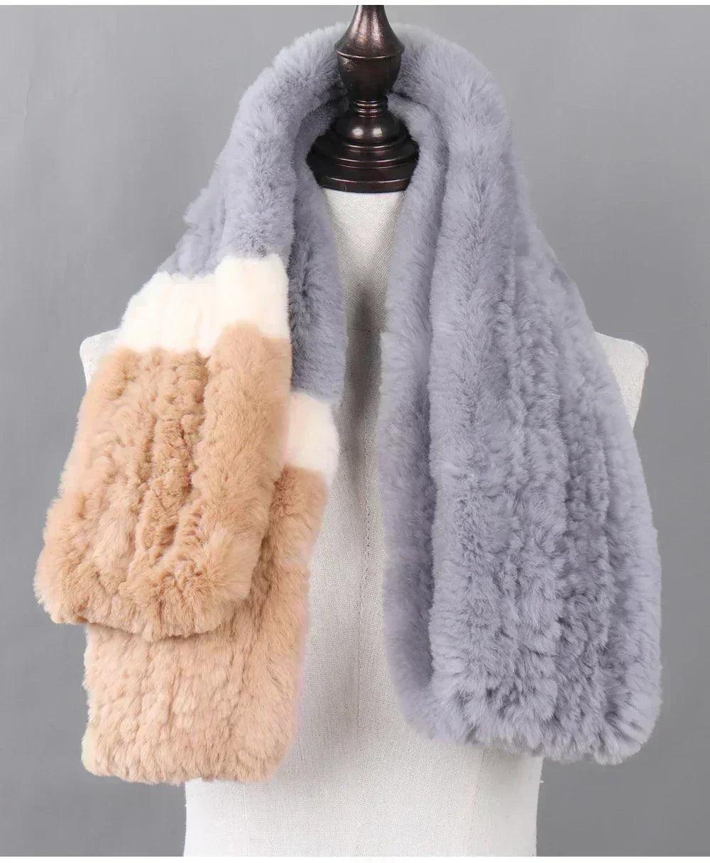 100% natural rabbit fur scarves long style women winter