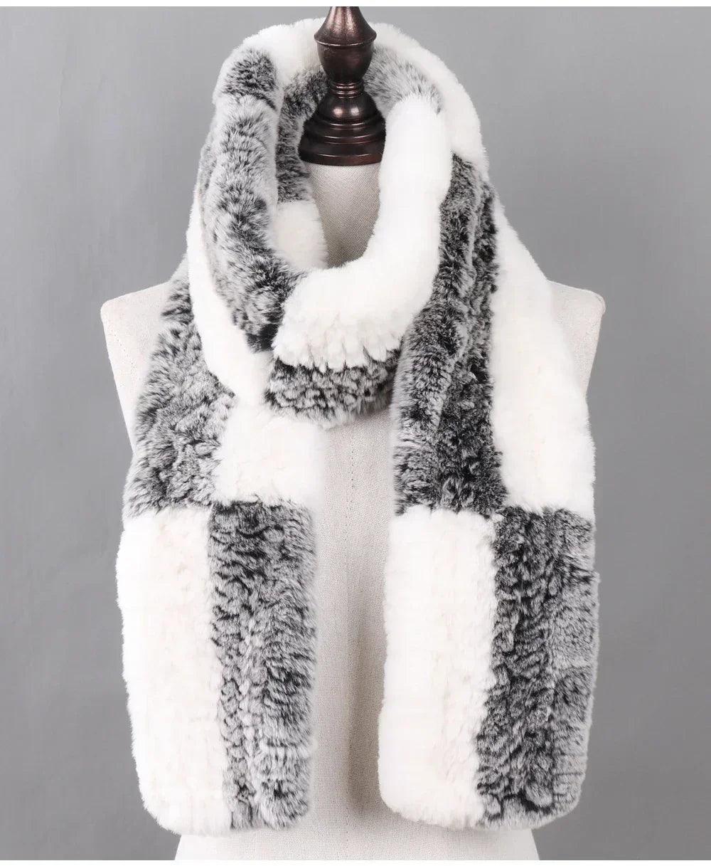 100% natural rabbit fur scarves long style women winter