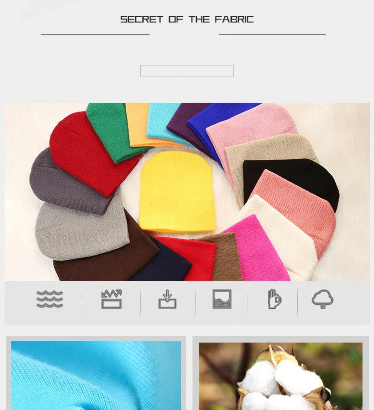 Solid Beanies Hat for Kids Baby Girls Boys Autumn Winter Caps Warm Soft Candy Knitted Bonnet Hats Skullies Toddler Children Cap