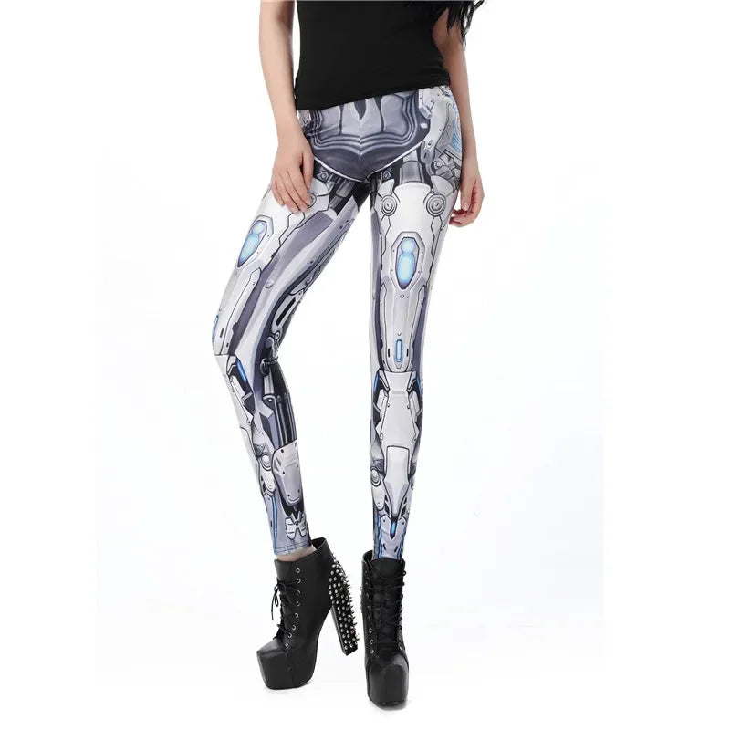Women Leggings ROBOT Comic Cartoon Printed