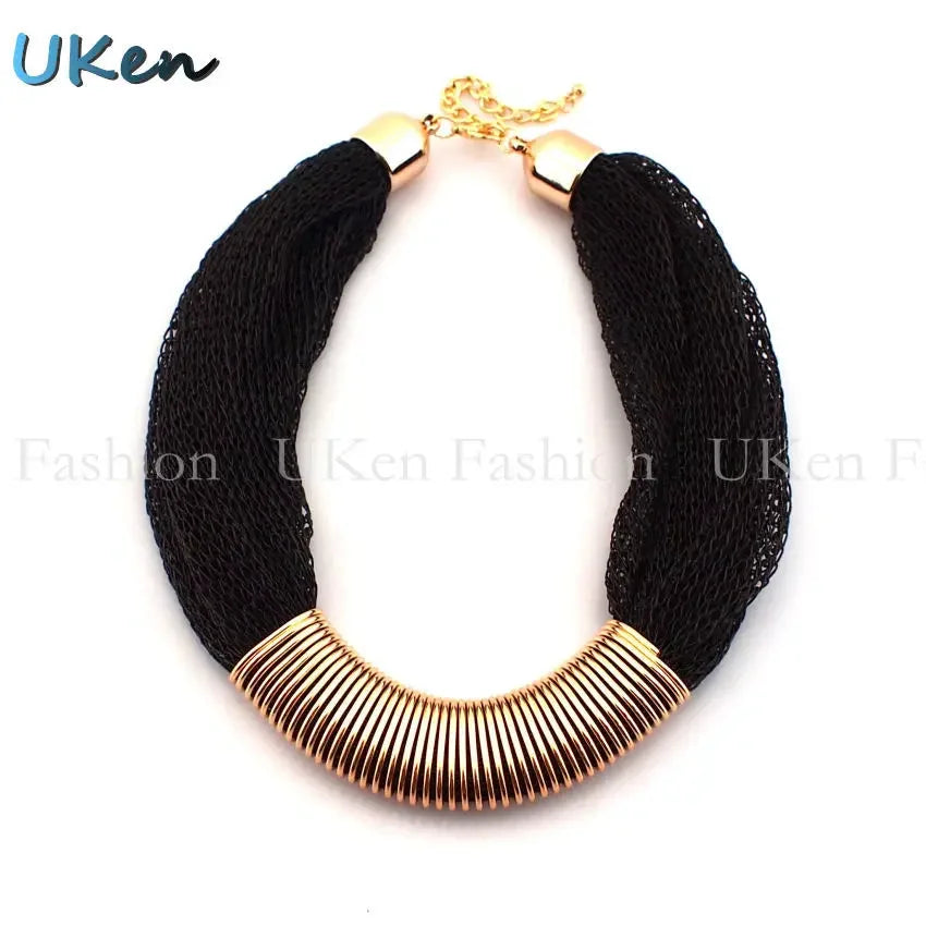 UKEN Ladies Charm Choker Fashion Net Ropes Cross Spring Metal Chain Collar Necklaces For Women Party Fashion Accessories