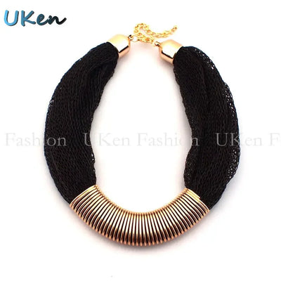 UKEN Ladies Charm Choker Fashion Net Ropes Cross Spring Metal Chain Collar Necklaces For Women Party Fashion Accessories